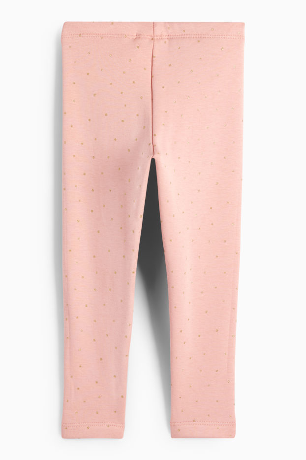 Kinder Mädchen - Stern - Thermoleggings - gepunktet - pink