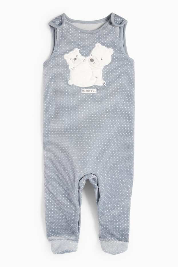 Unisex - Eisbär - Strampler-Set - gerippt - 2 teilig - grau