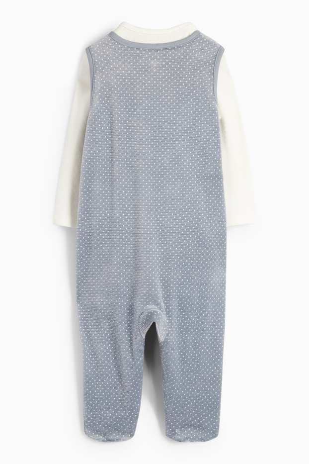 Unisex - Eisbär - Strampler-Set - gerippt - 2 teilig - grau