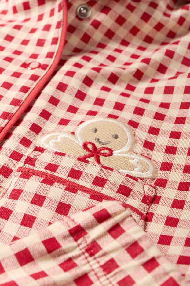 Unisex - Taaitaaipop - babypyjama vor de kerst - 2-delig - geruit - rood / beige