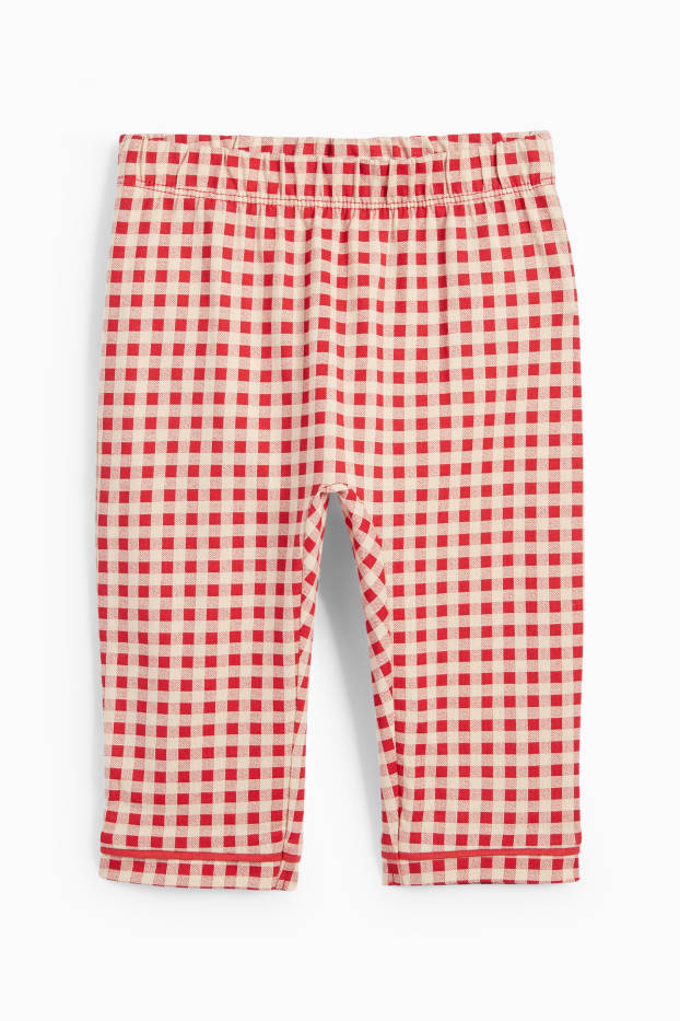 Unisex - Taaitaaipop - babypyjama vor de kerst - 2-delig - geruit - rood / beige