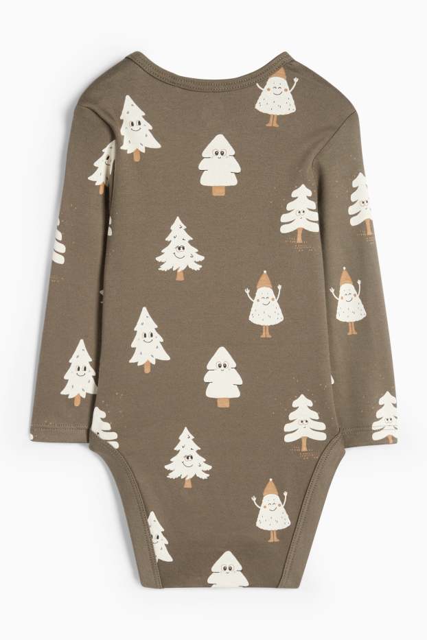 Baby Jungen - Tannenbaum - Weihnachts-Baby-Body - dunkelgrün