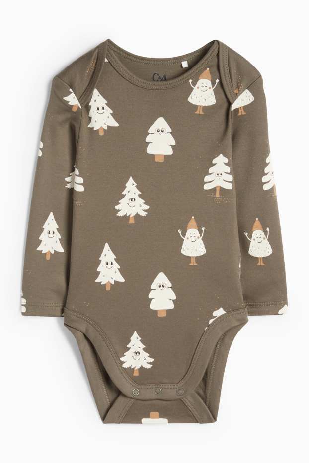 Baby Jungen - Tannenbaum - Weihnachts-Baby-Body - dunkelgrün