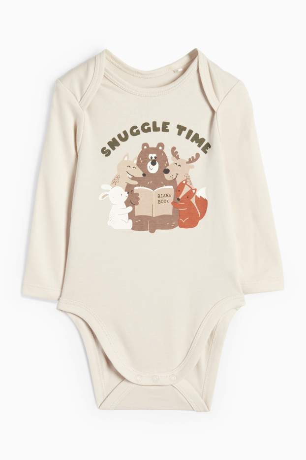 Baby Buben - Waldtiere - Baby-Body - hellbeige