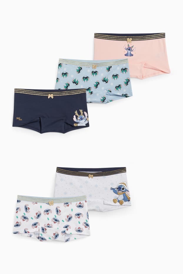 Enfants filles - Lot de 5 - Lilo et Stitch - caleçons - bleu foncé