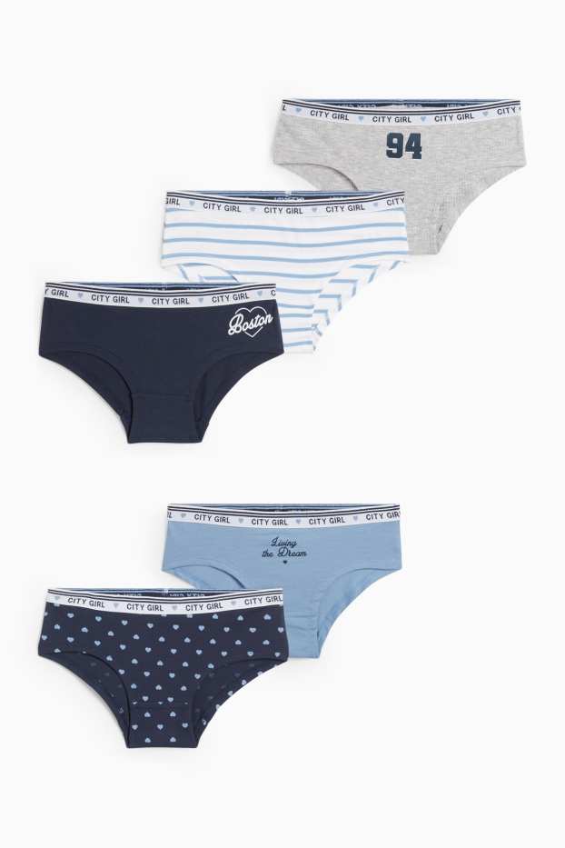 Enfants filles - Lot de 5 - caleçons - bleu foncé