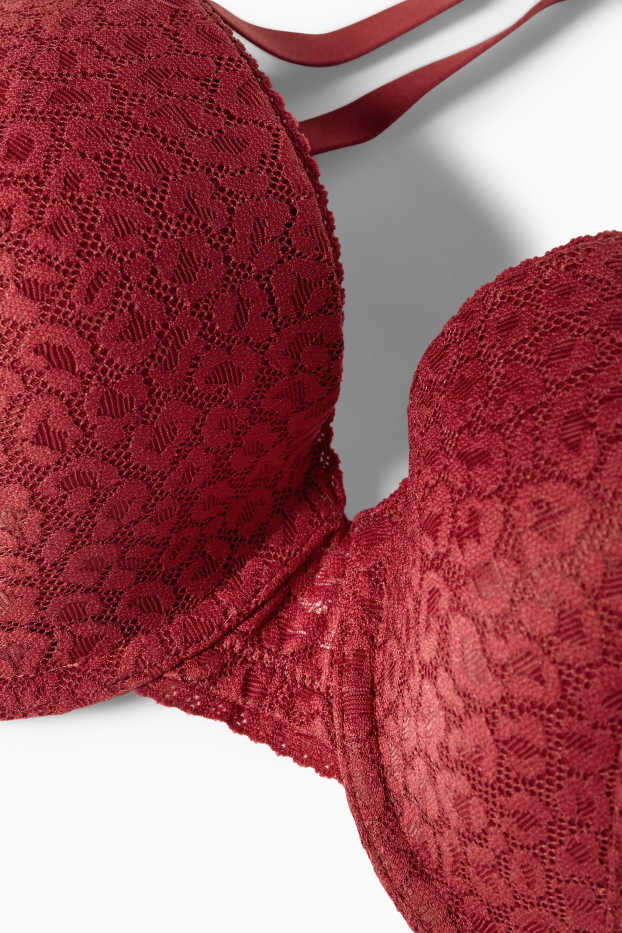 Women - Underwire bra - DEMI - padded - dark red