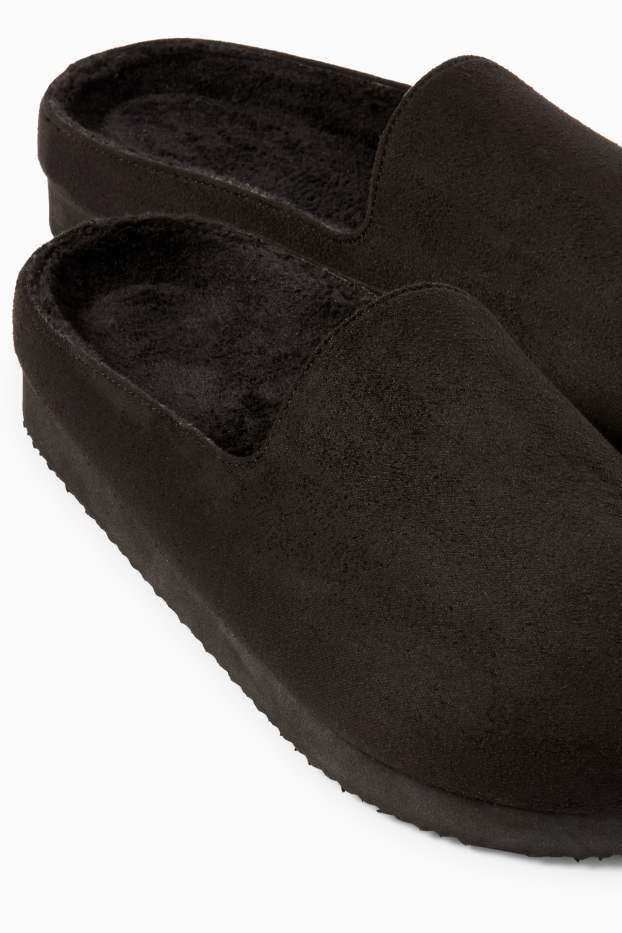 Heren - Pantoffels - imitatiesuède - zwart