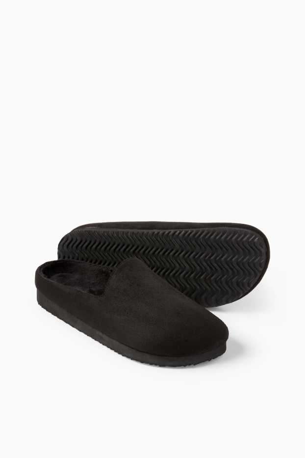 Heren - Pantoffels - imitatiesuède - zwart
