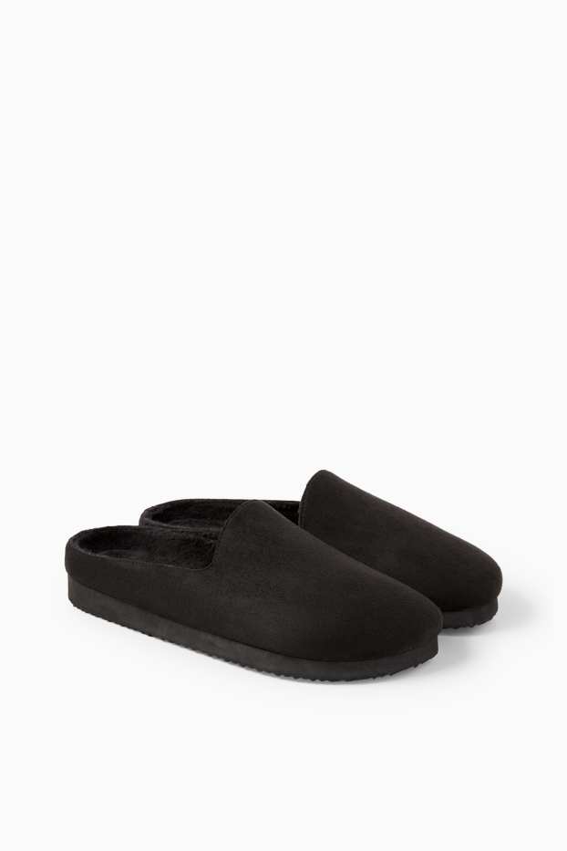 Heren - Pantoffels - imitatiesuède - zwart