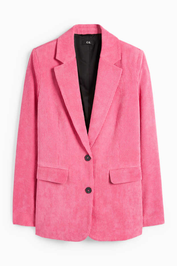 Damen - Cord-Longblazer - Regular Fit - pink