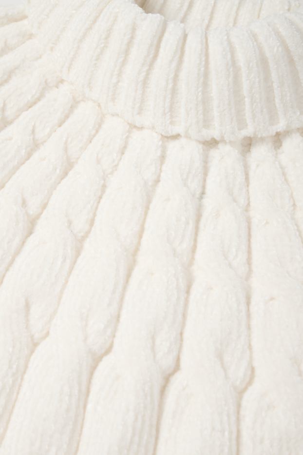 Kinder Mädchen - Chenille-Pullover - Zopfmuster - weiss