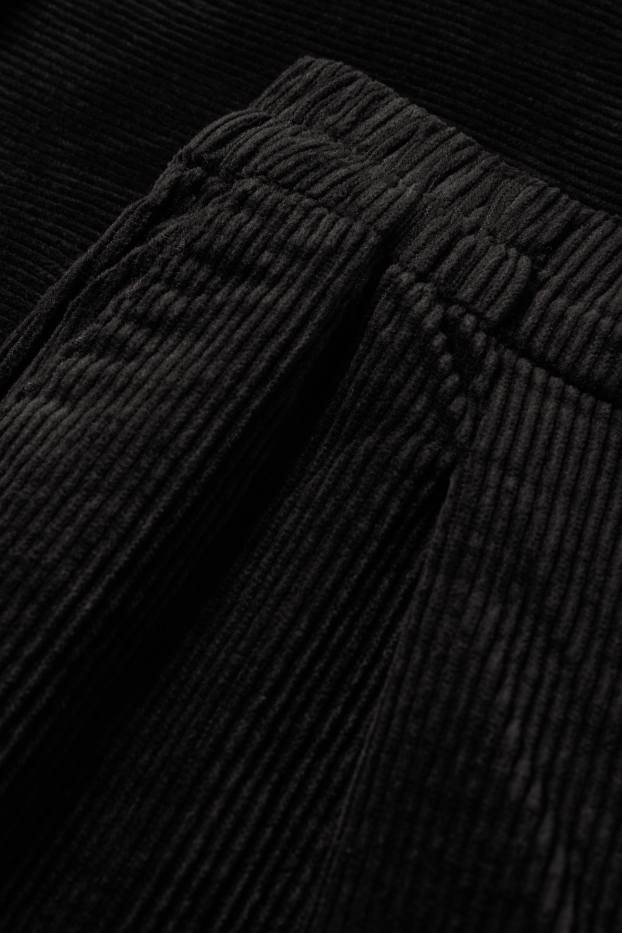 Women - Corduroy trousers - high waist - tapered fit - LYCRA® - black