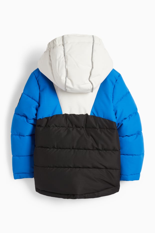 Children Boys - Ski jacket with hood - water-repellent - blue / black