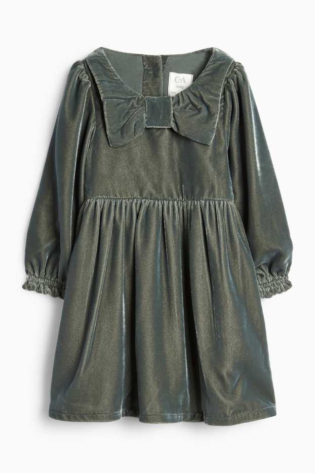 Baby Mädchen - Baby-Samtkleid - festlich - dunkelgrün