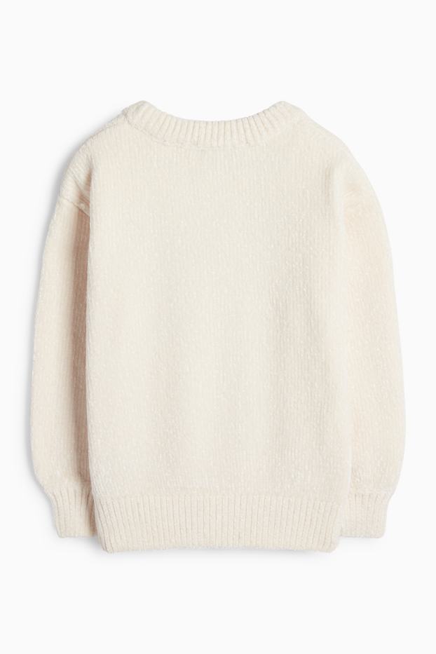 Kinder Mädchen - Welpe - Chenille-Pullover - hellbeige