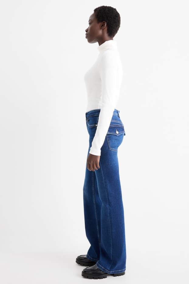Women - Flared jeans - mid-rise waist - LYCRA® - blue denim