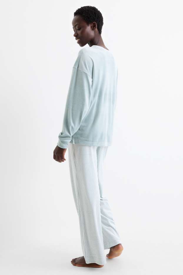 Damen - Winterpyjama - türkis