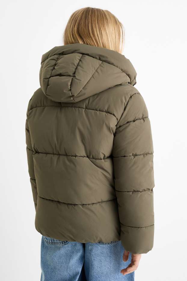 Children Girls - Quilted jacket with hood - green