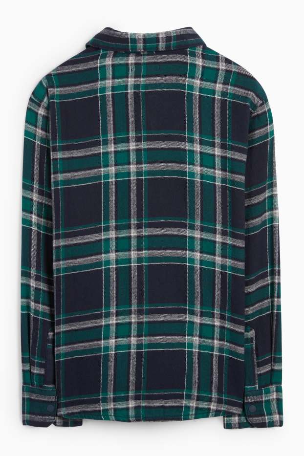 Children Boys - Flannel shirt - check - dark green