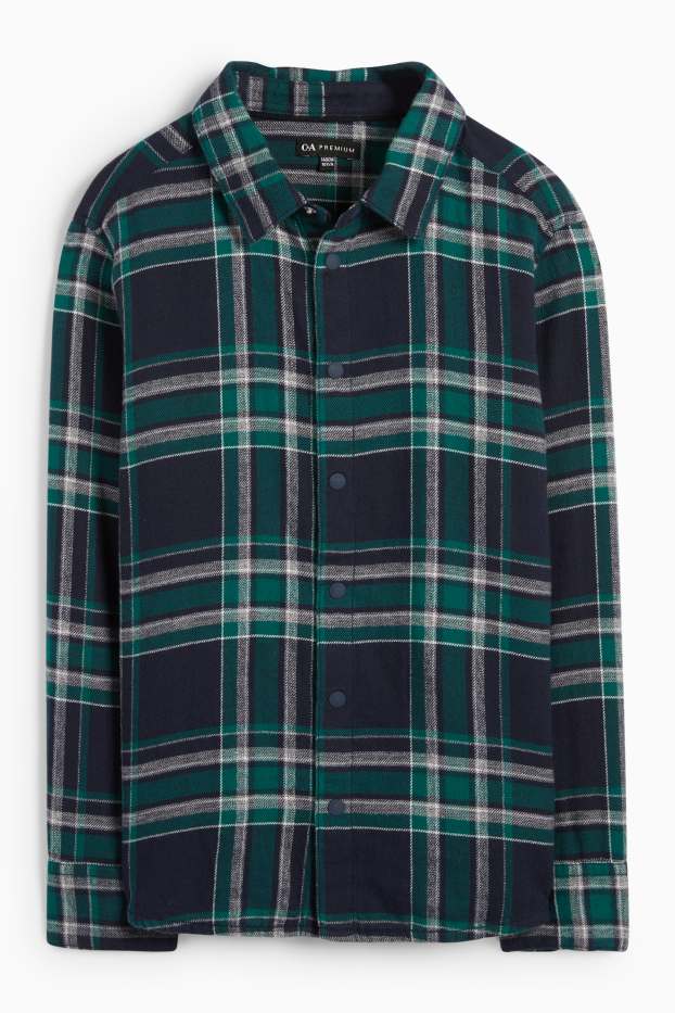 Children Boys - Flannel shirt - check - dark green