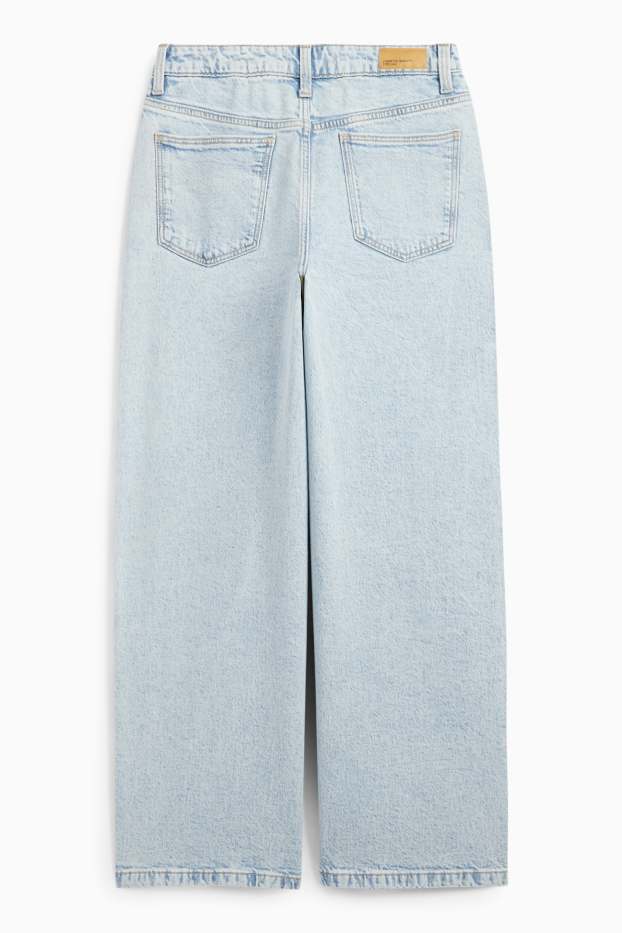 Kinder Mädchen - Wide Leg Jeans mit Strasssteinen - helljeansblau