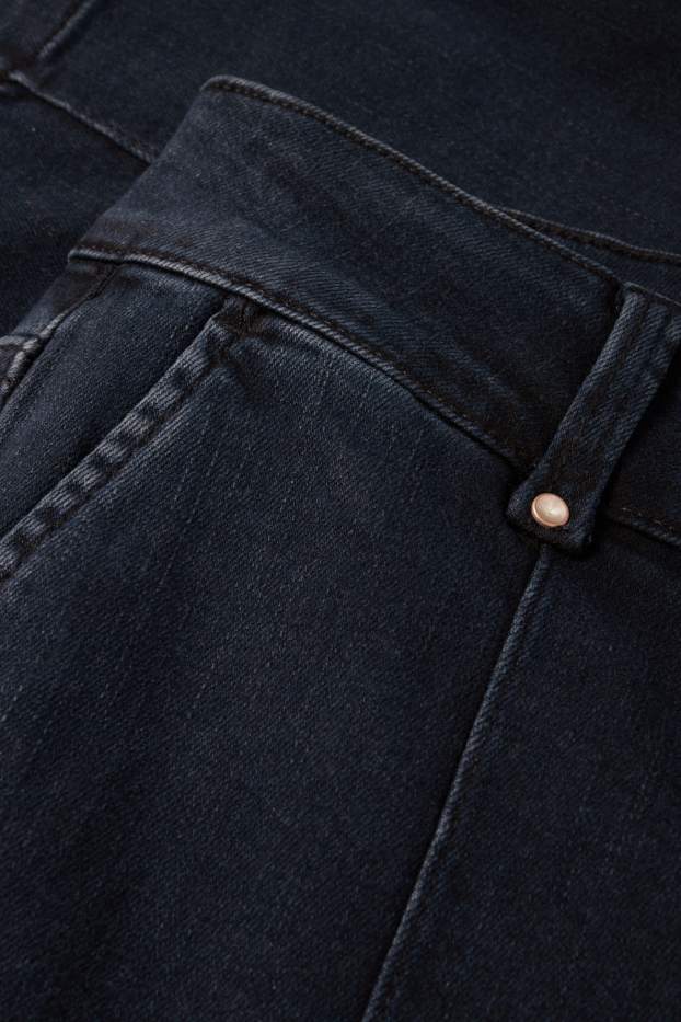 Women - Wide leg jeans - high waist - denim-dark blue