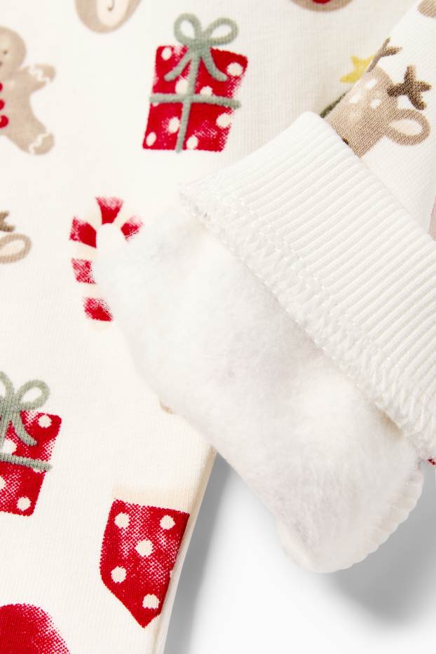 Baby Buben - Teddybär - Weihnachts-Erstlingsoutfit - 3 teilig - weiß / rot