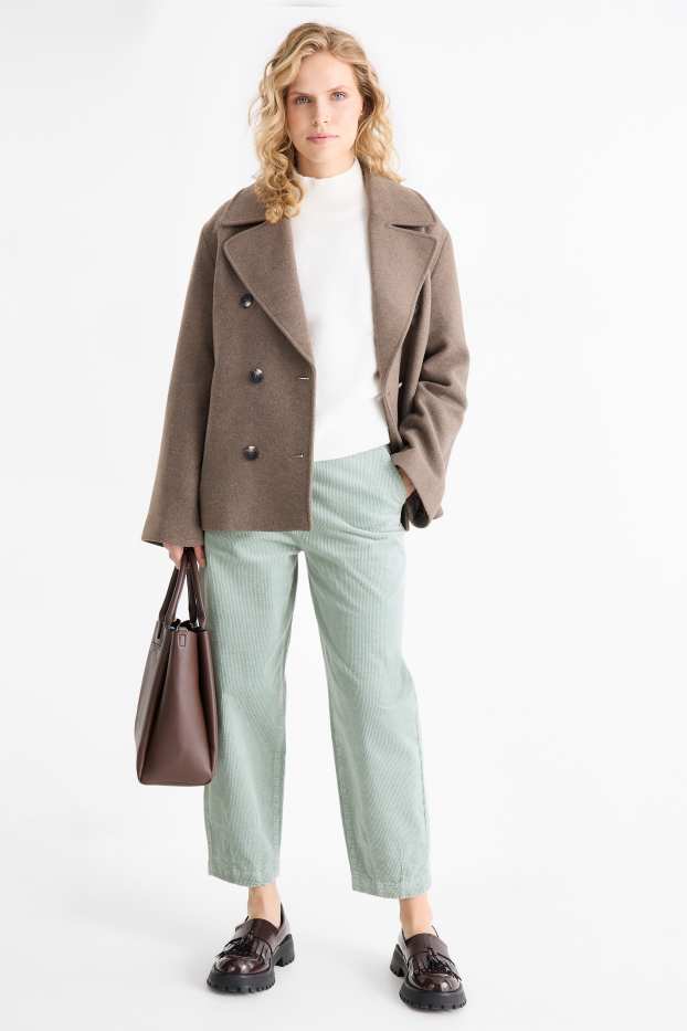 Damen - Cordhose - High Waist - Barrel Leg - LYCRA® - mintgrün