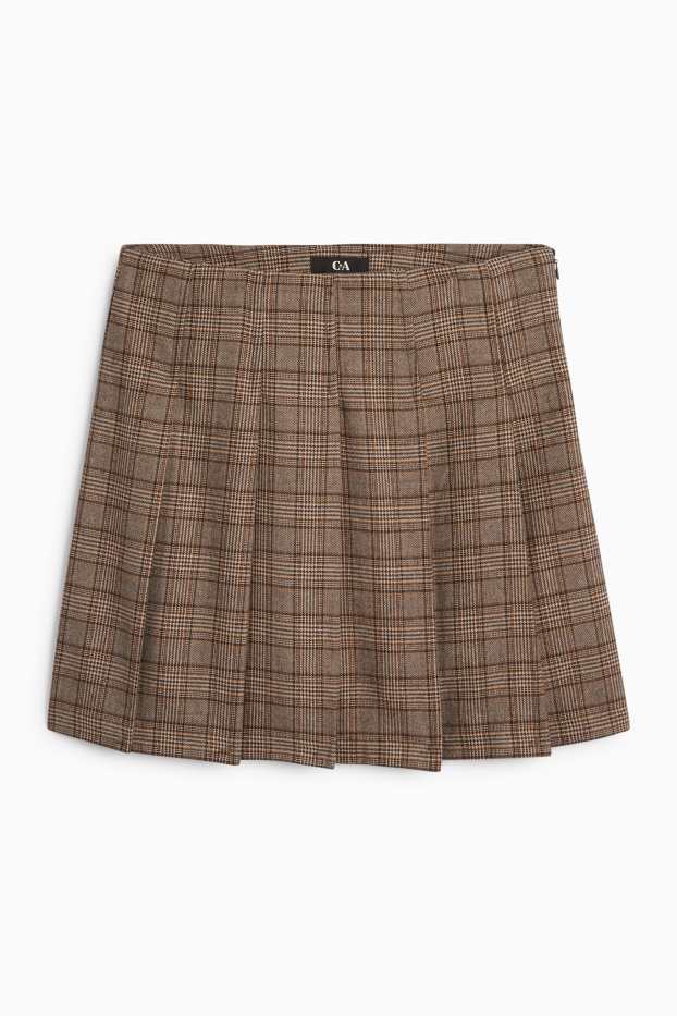 Femmes - Jupe-short - à carreaux - marron clair