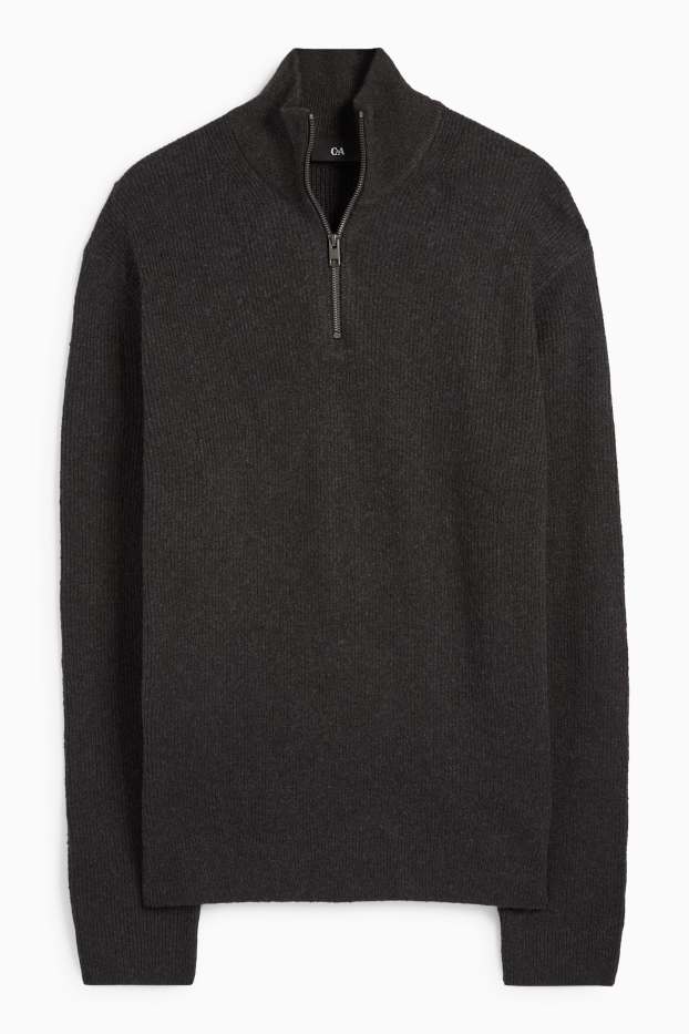Men - Jumper - ribbed - black