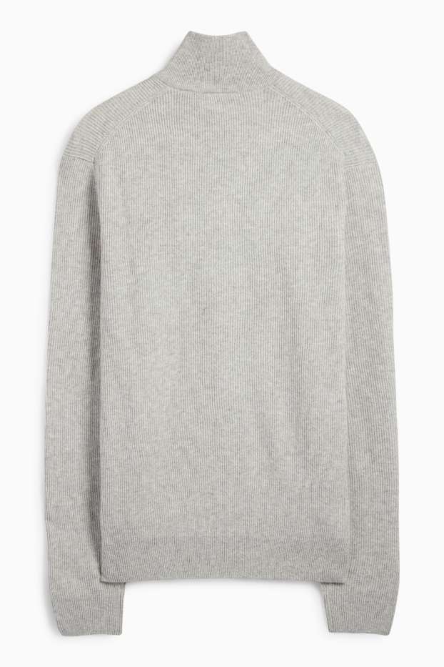 Men - Jumper - ribbed - gray