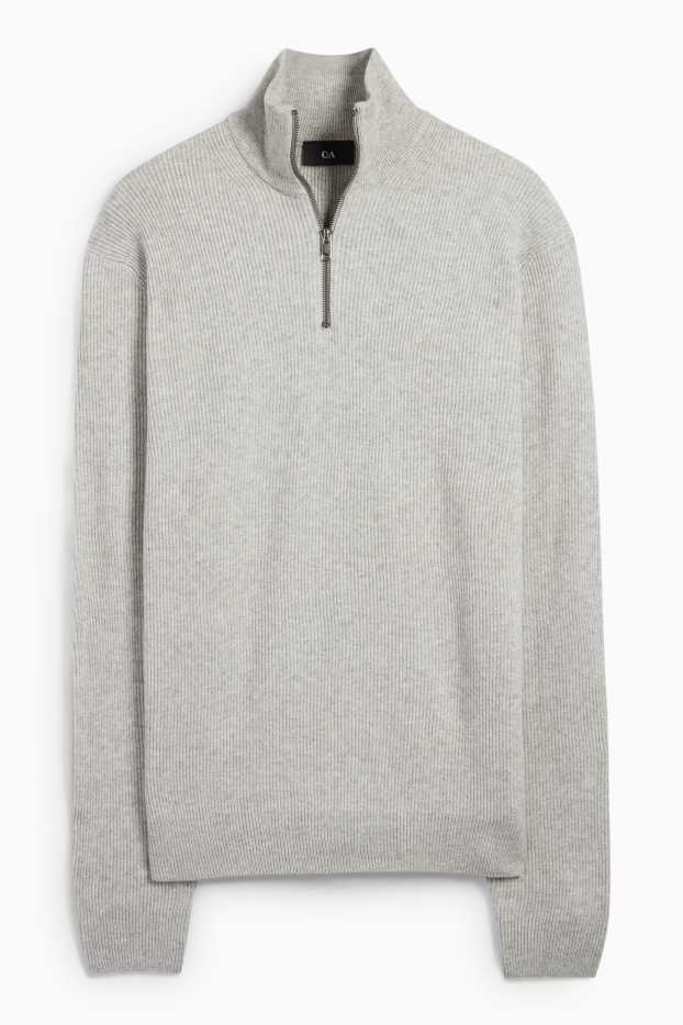 Men - Jumper - ribbed - gray