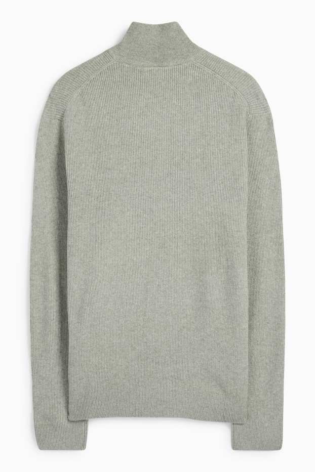 Men - Jumper - ribbed - light gray