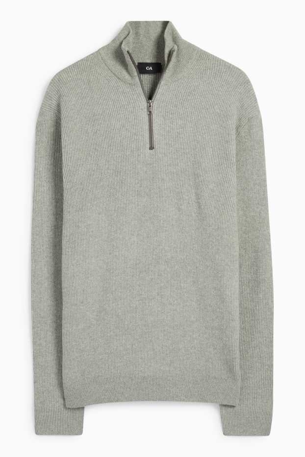 Men - Jumper - ribbed - light gray