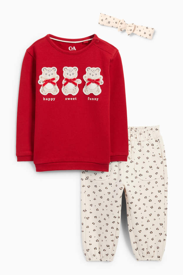 Baby Mädchen - Leopard - Baby-Outfit - 3 teilig - rot
