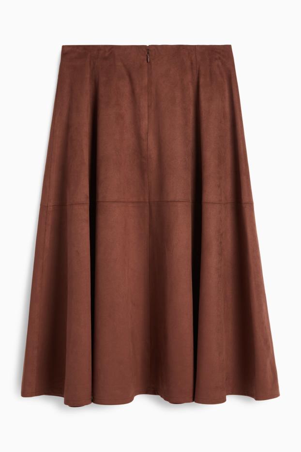 Women - Skirt - faux suede - brown