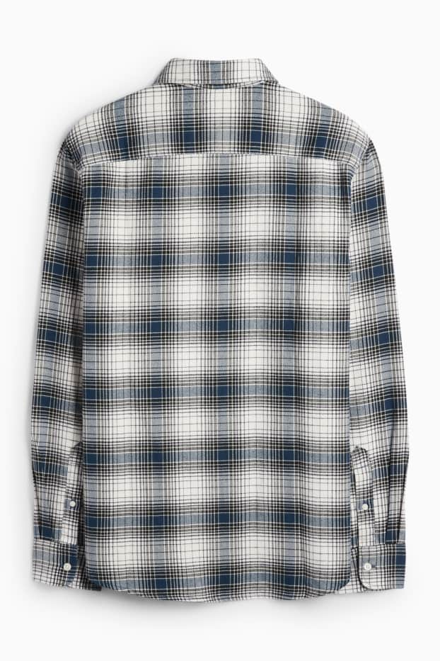 Herren - Flanellhemd - Regular Fit - Kent - kariert - blau