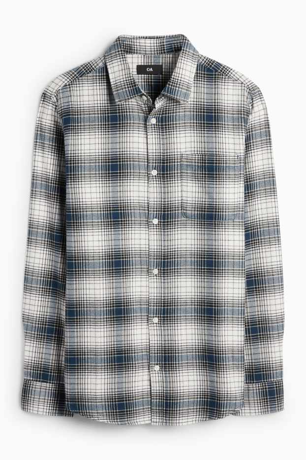 Herren - Flanellhemd - Regular Fit - Kent - kariert - blau