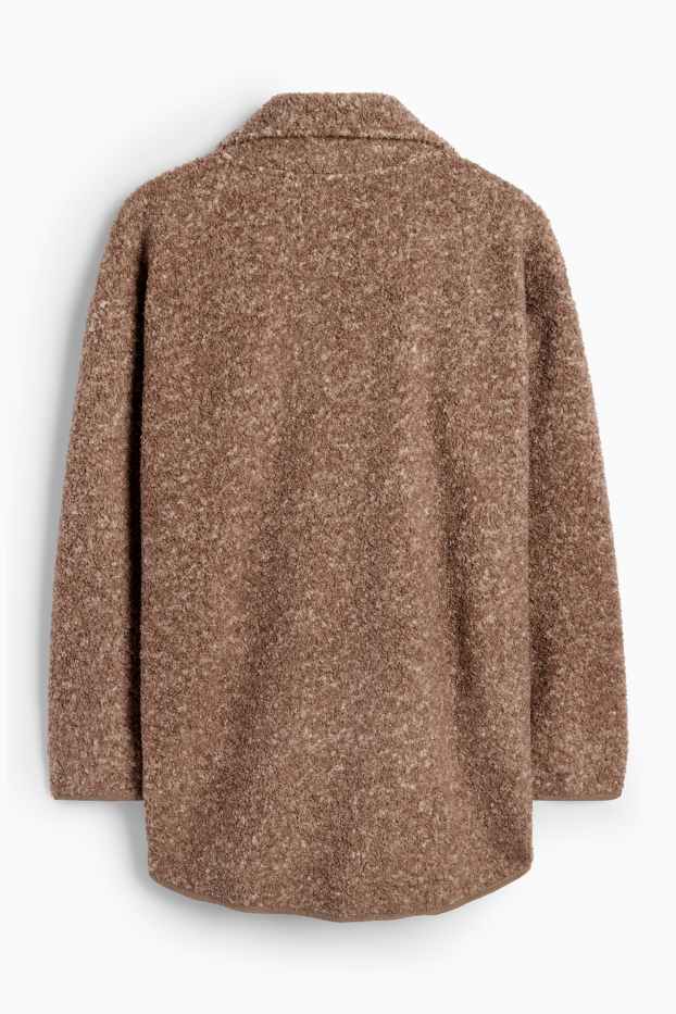 Dames - Sportvest van swetatsof en bouclé - bruin