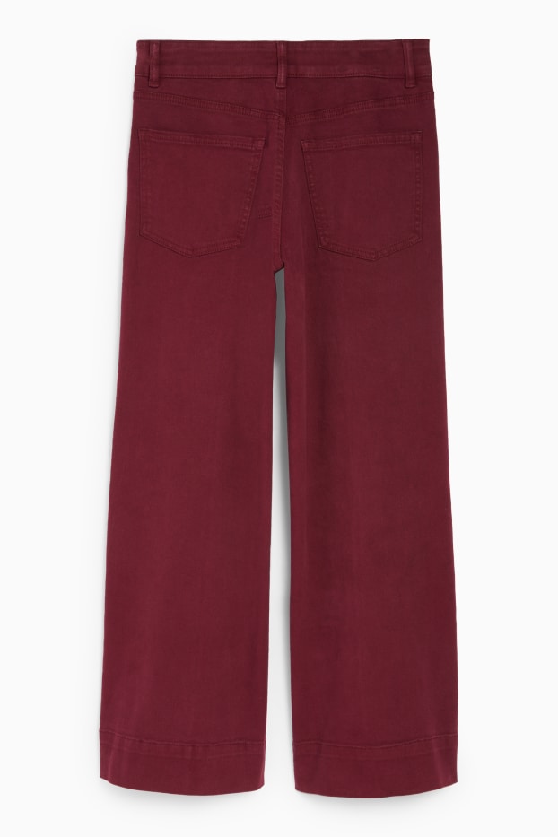 Dames - Pantalon - high waist - wide leg - bordeaux