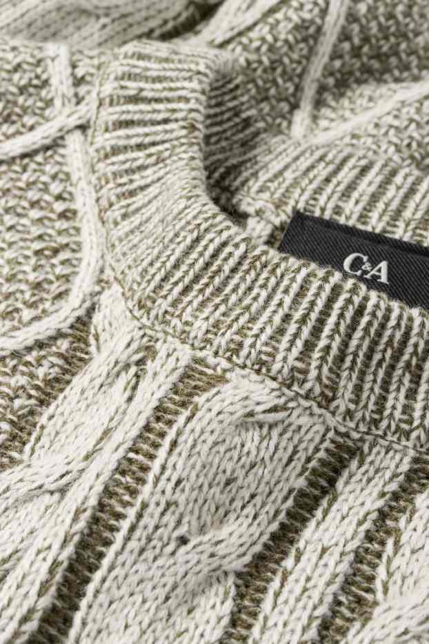 Herren - Pullover - Zopfmuster - grün