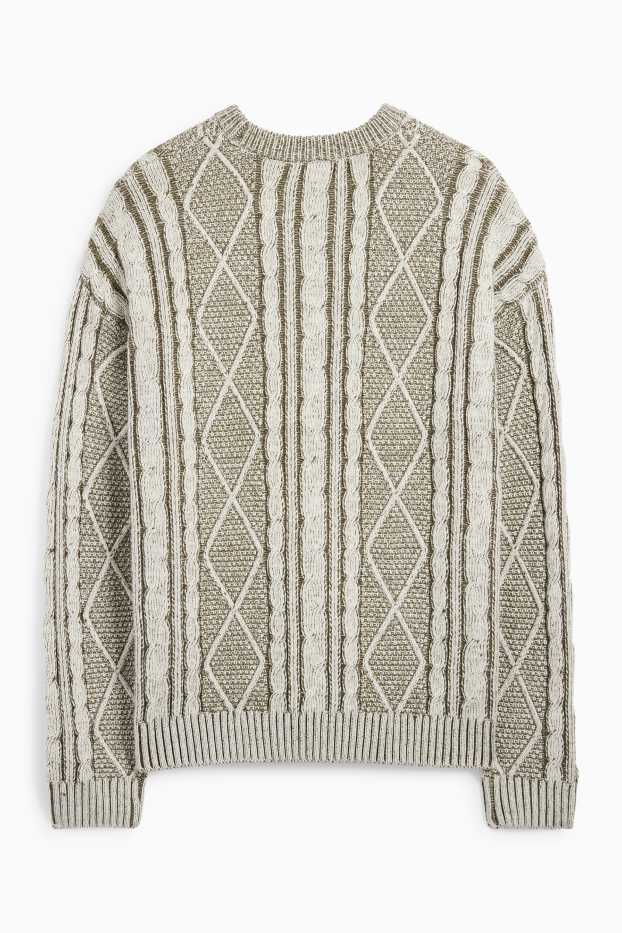 Herren - Pullover - Zopfmuster - grün