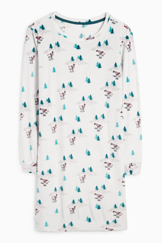 Femei - Cămașă de noapte - Snoopy - gri deschis melanj