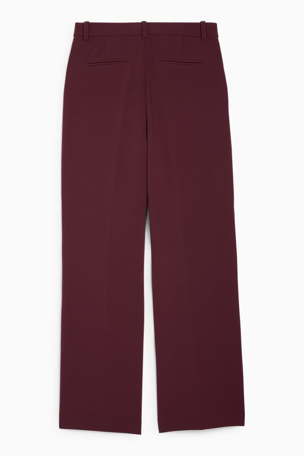 Donna - Pantaloni business - vita alta - gamba ampia - bordeaux