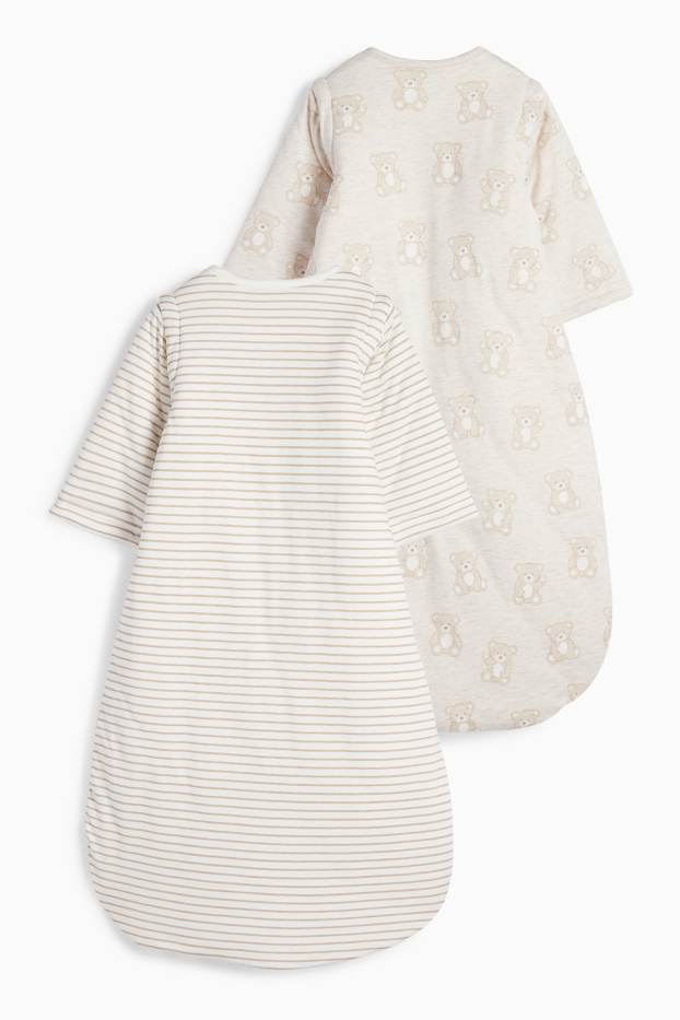 Baby: jongens - Set van 2 - beertje - babyslaapzak - 0 tot 4 maanden - licht beige
