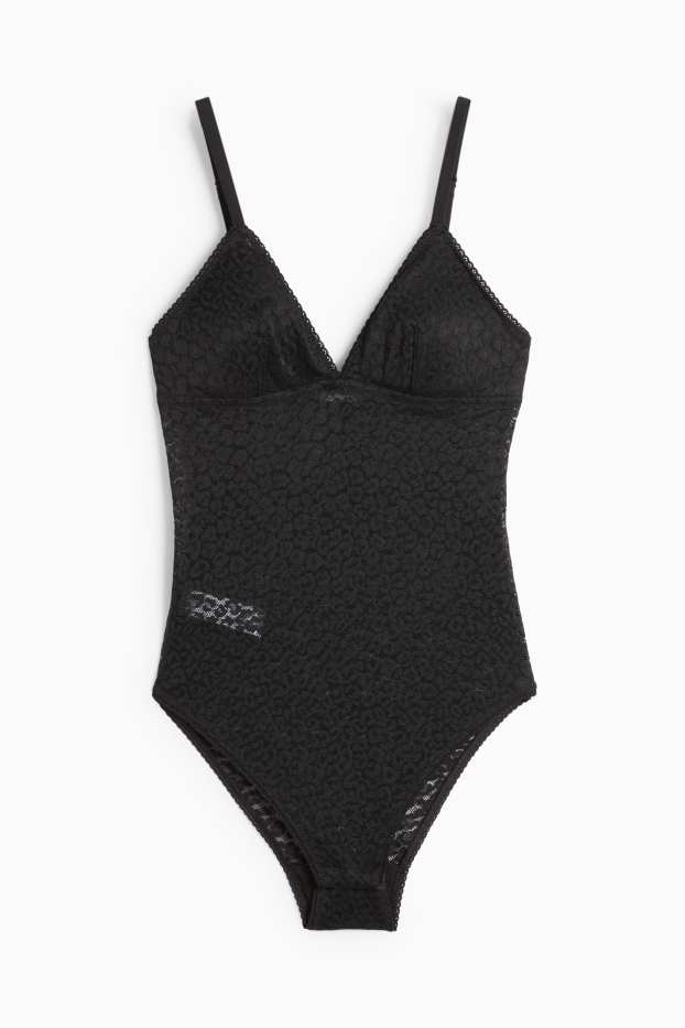 Damen - Body - wattiert - schwarz