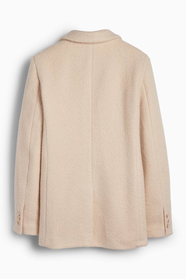 Women - Long blazer - relaxed fit - light beige