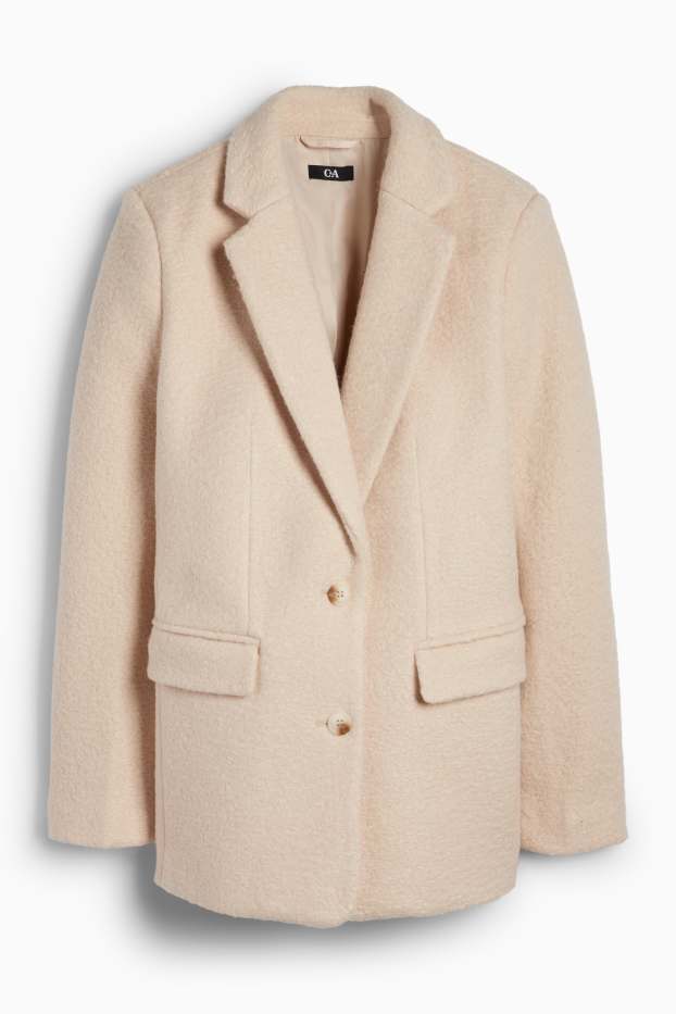 Women - Long blazer - relaxed fit - light beige