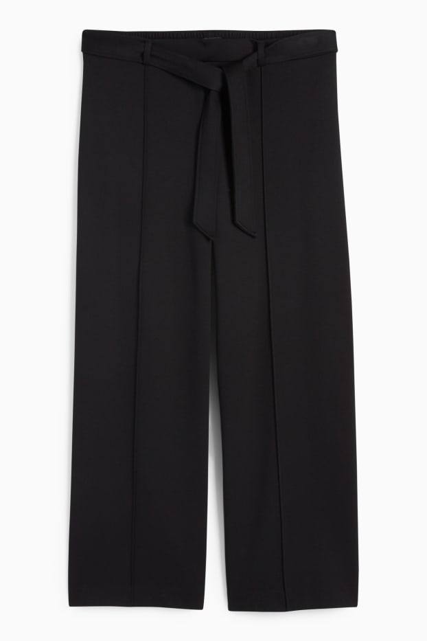 Women - Jersey trousers - mid-rise waist - flared fit - black